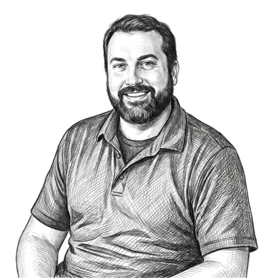 Pencil sketch of Andy Splichal