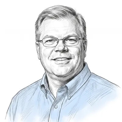 Pencil sketch of Bob Mangold