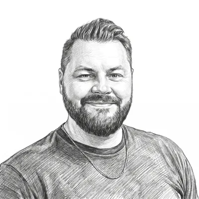 Pencil sketch of Brandon Fuchs