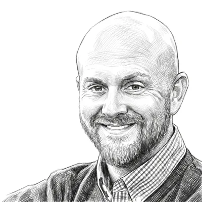 Pencil sketch of Charles Alexander