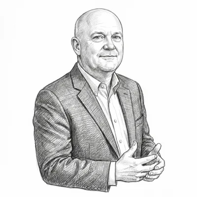 Pencil sketch of Chris Carlson