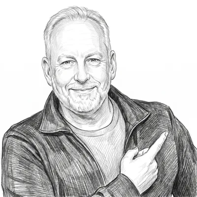 Pencil sketch of Dave Dubeau