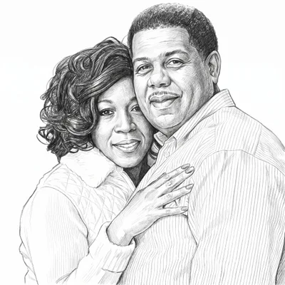 Pencil sketch of DeLayna & Leon Elliott