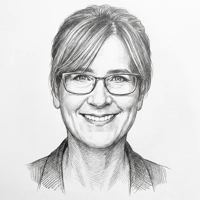 Pencil sketch of Dona Baker and Jeff Polovick