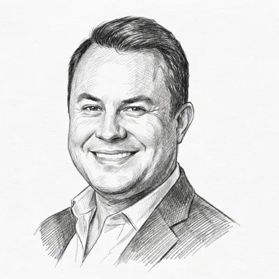 Pencil sketch of Geoff Hoatson