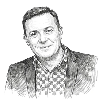 Pencil sketch of Glenn McQueenie