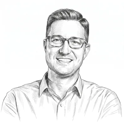 Pencil sketch of Grant Gooding
