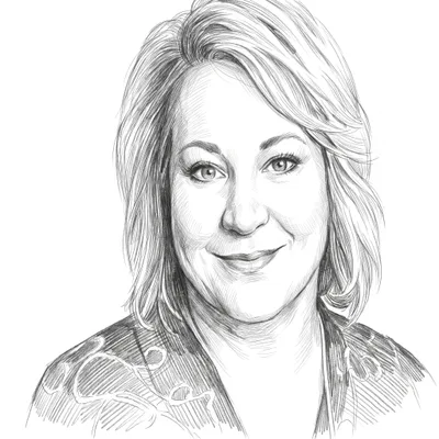 Pencil sketch of Jackie Campbell