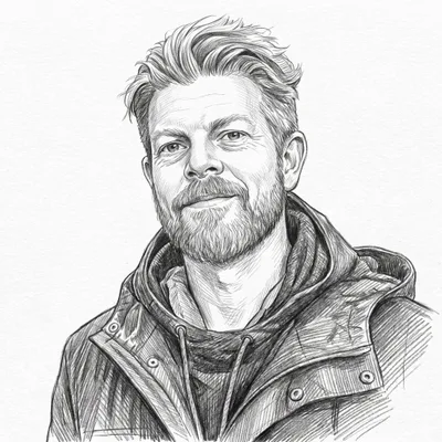 Pencil sketch of Jason Croft