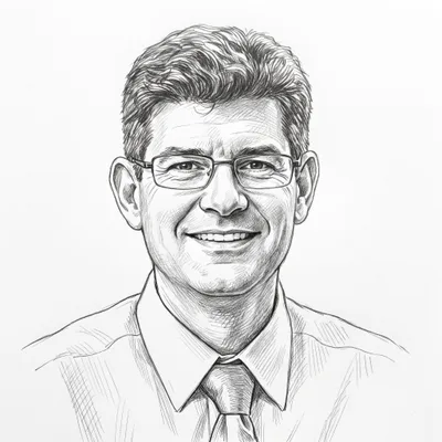 Pencil sketch of Justin Breen