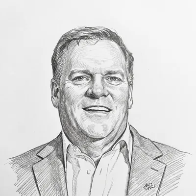 Pencil sketch of J.W Oliver