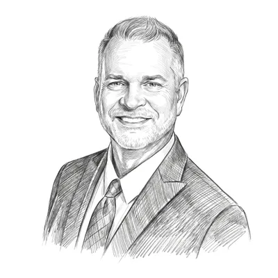 Pencil sketch of Kevin Craig