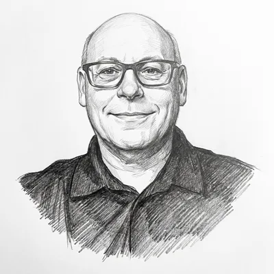 Pencil sketch of Lee Ramey