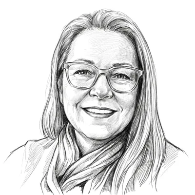 Pencil sketch of Lydia Sugarman