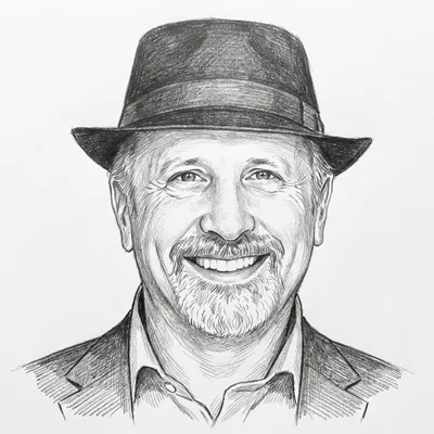 Pencil sketch of Mitchell Levy