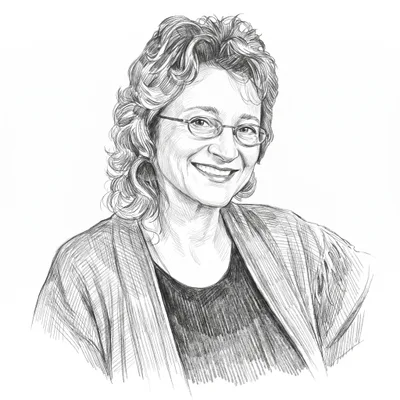 Pencil sketch of Philippa Gamse