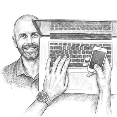 Pencil sketch of Randy Davis
