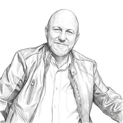 Pencil sketch of Rich Bontrager