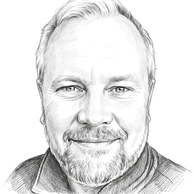 Pencil sketch of Rob Marr