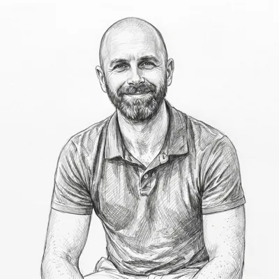 Pencil sketch of Sam Altawil
